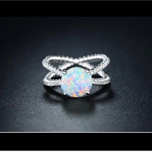 New White Gold Opal Ring